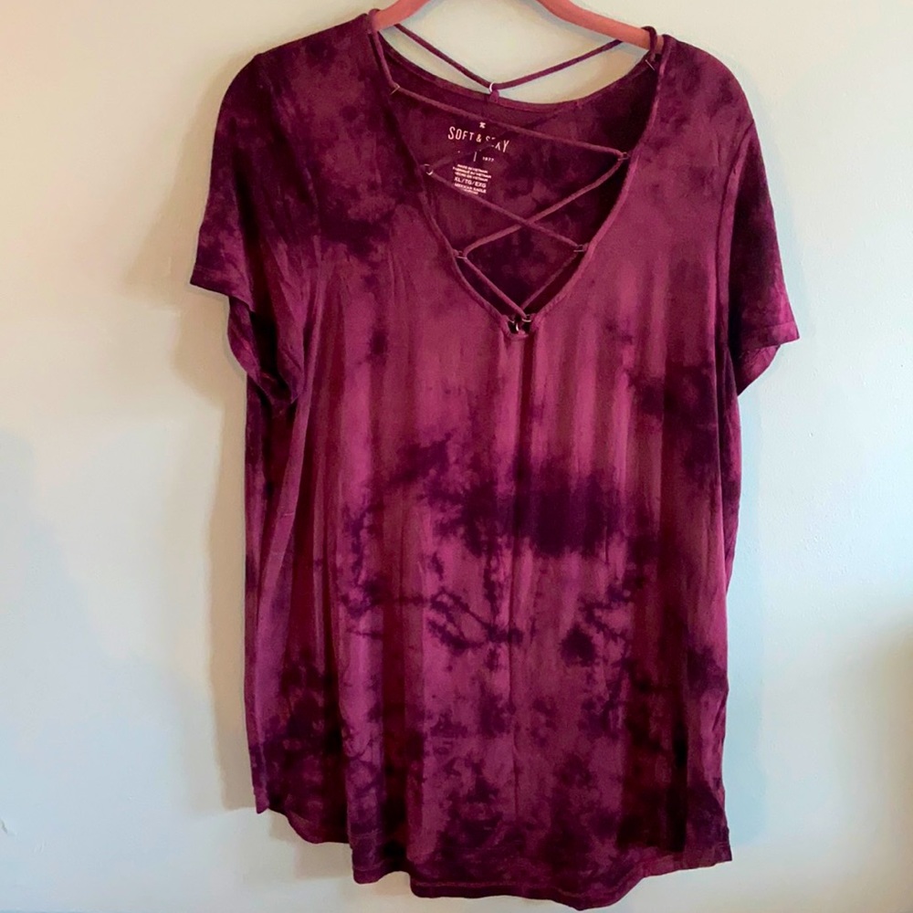 Tie-dye lace American Eagle Top